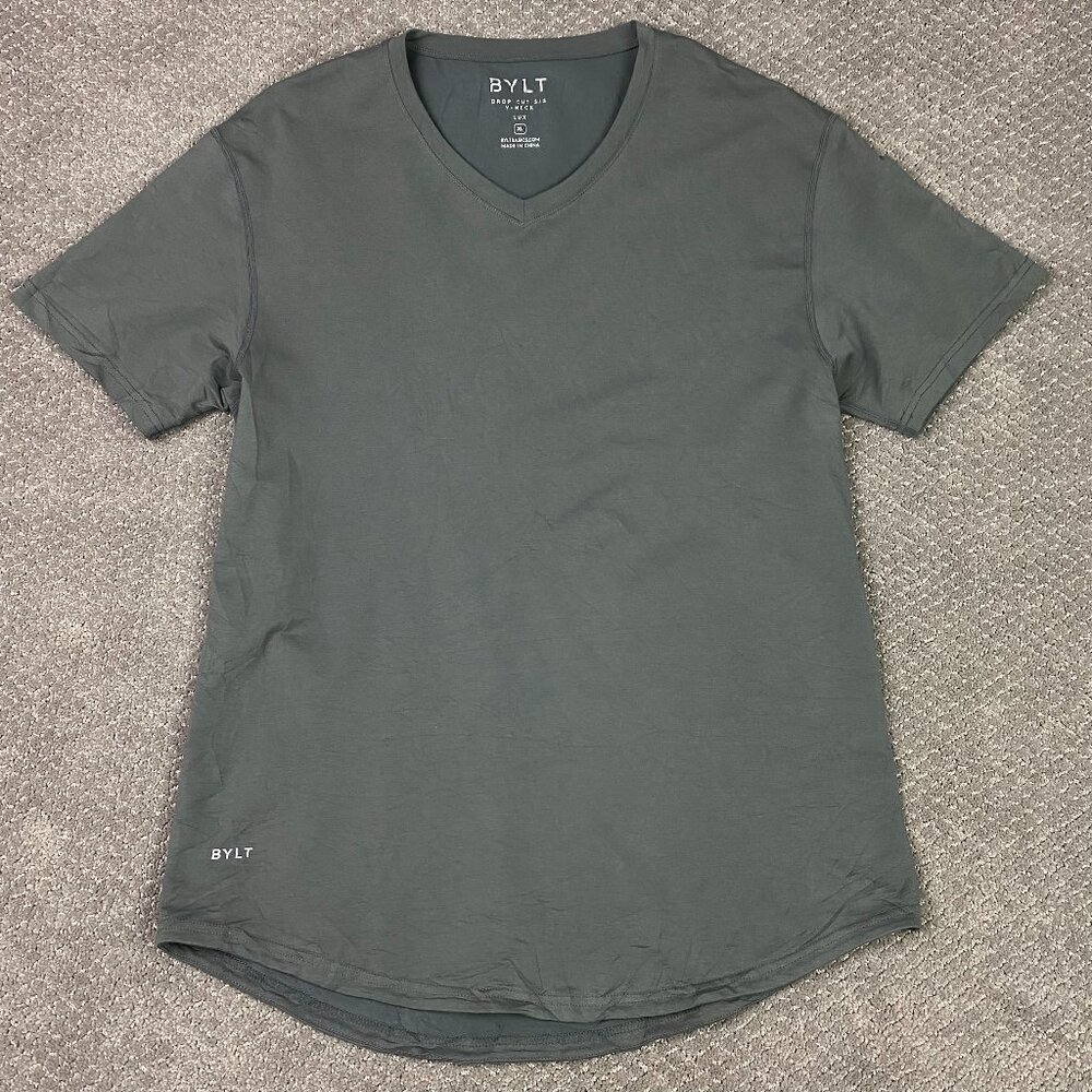 BYLT Drop Cut Lux V-Neck Shirt T Shirt Men's XL Gray Short Sleeve NWOT Basics